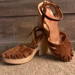 Michael Kors Suede Clog With Ankle Strap